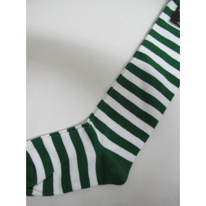 Green White Striped Knee High Socks