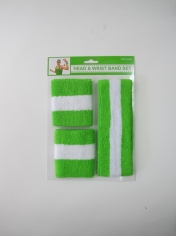 Green White Sweatband Set
