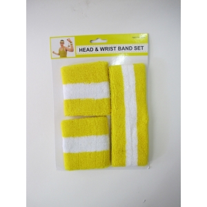 Yellow White Sweatband Set