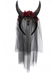 Black Veil with Horns - Halloween Costume Headpiece