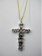Jumbo Silver Cross On Gold Bling Chain