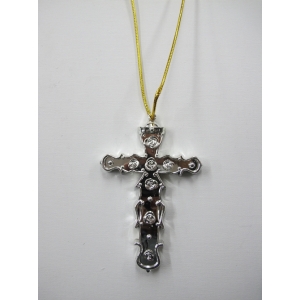 Jumbo Silver Cross On Gold Bling Chain