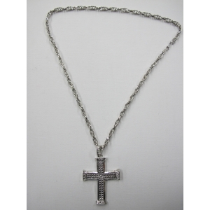 Cross Pendant Silver Bling Necklace