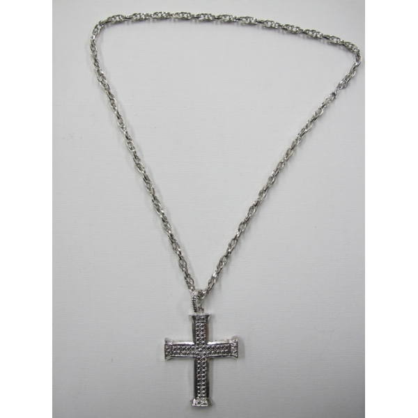 Cross Pendant Silver Bling Necklace
