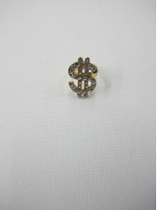 Gold Bling Dollar Sign Ring With Diamond
