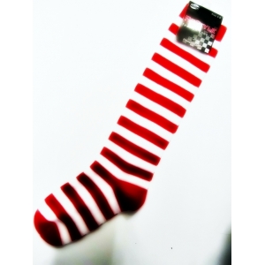 White/Red Striped Knee-high Socks