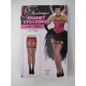 Burlesque Fishnet Stockings with Belt