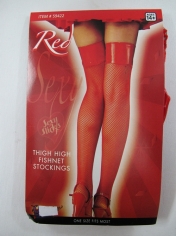 Red Thigh High Fishnet Stockings