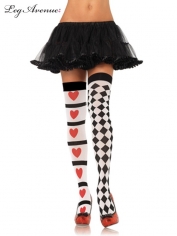 Harlequin and Heart Thigh Highs Stockings