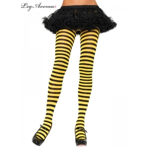 Nylon Striped Tights Black Yellow - Leg Avenue Pantyhose and Tights