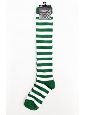 Green White Striped Knee High Socks