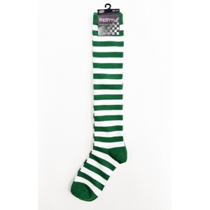 Green White Striped Knee High Socks