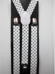 White Suspenders with Black Dots