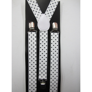 White Suspenders with Black Dots