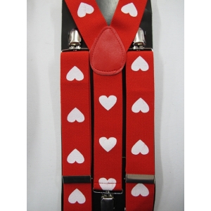 Red White Heart Suspenders