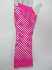 Pink Long Fingerless Fishnet Gloves