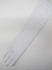 Long White Lace Gloves - Costume Accessories