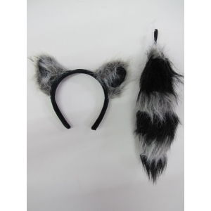 Deluxe Raccoon with Tail Raccoon Costume Set - Animal Headband