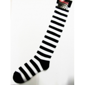 Kids Black and White Striped Knee High Socks - Kids Socks