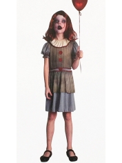 Children Girl Creepy Clown Costume - Kids Halloween Costumes