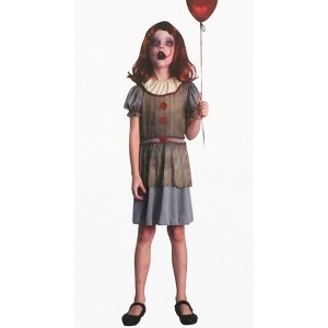 Children Girl Creepy Clown Costume - Kids Halloween Costumes