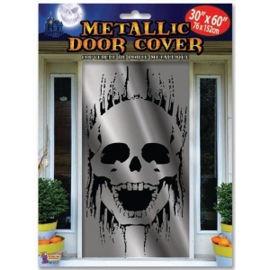 Metallic Skull Door Cover - Halloween Decorations