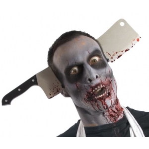 Zombie Cleaver Through Head Headband - Halloween Costume Accessories