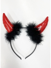 Devil Costume Leather Look Red Devil Horns - Halloween Costumes Horns
