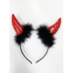 Devil Costume Leather Look Red Devil Horns - Halloween Costumes Horns