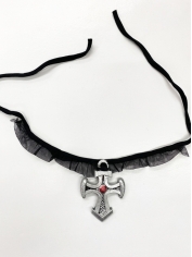 Gothic Choker Cross Choker - Halloween Costume Necklace 