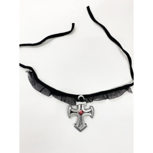 Gothic Choker Cross Choker - Halloween Costume Necklace 