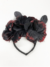 Dark Red Flower Headpiece - Halloween Costume Headpiece