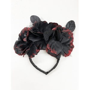 Dark Red Flower Headpiece - Halloween Costume Headpiece