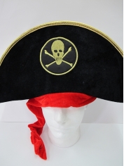 Black Pirate Hat with Skull and Crossbones