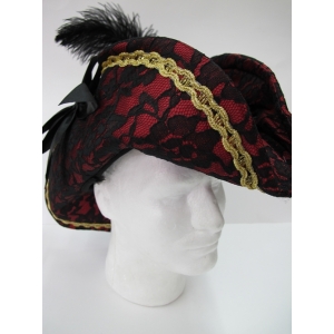 Pink Pirate Hat with Black Lace
