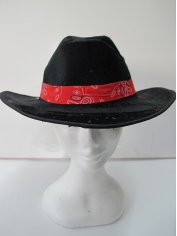 Black Cowboy Hat with Red Band