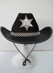 Black Cowboy Hat with Sheriff Badge