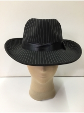 Black Trilby with White Strip - Hat 