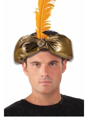 Gold Turban with Feather - Hats