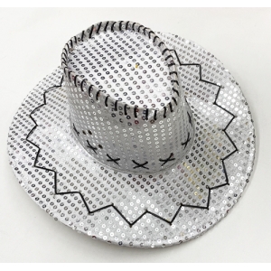 Cowboy Silver Sequin Hat - Space Cowboy Costumes