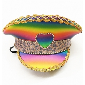 Rainbow Flip Hat with Animal Print Headband - Mardi Gras Hats