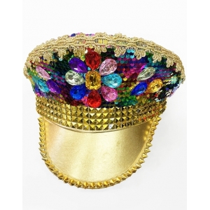 Rainbow Flip Hat with Rhinestones - Mardi Gras Hats