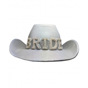 Silver Bride To Be Cowboy Hat - Hens Night Costume Hat