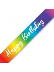 Happy Birthday Banner Rainbow Metallic - Birthday Party Decorations