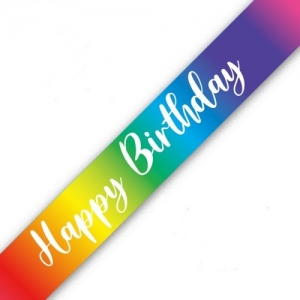 Happy Birthday Banner Rainbow Metallic - Birthday Party Decorations