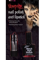 Black Nail Polish and Black Lipstick - Halloween Makeup