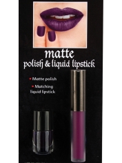 Matte Burgundy Nail Polish and Burgundy Lipstick - Halloween Makeup