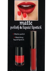 Matte Red Nail Polish and Red Lipstick - Halloween Makeup
