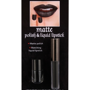 Matte Lipstick and Nail Polish Black