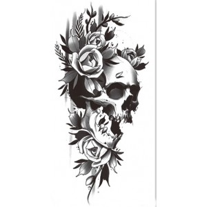 Skull and Roses Temporary Tattoo - Temporary Tattoos